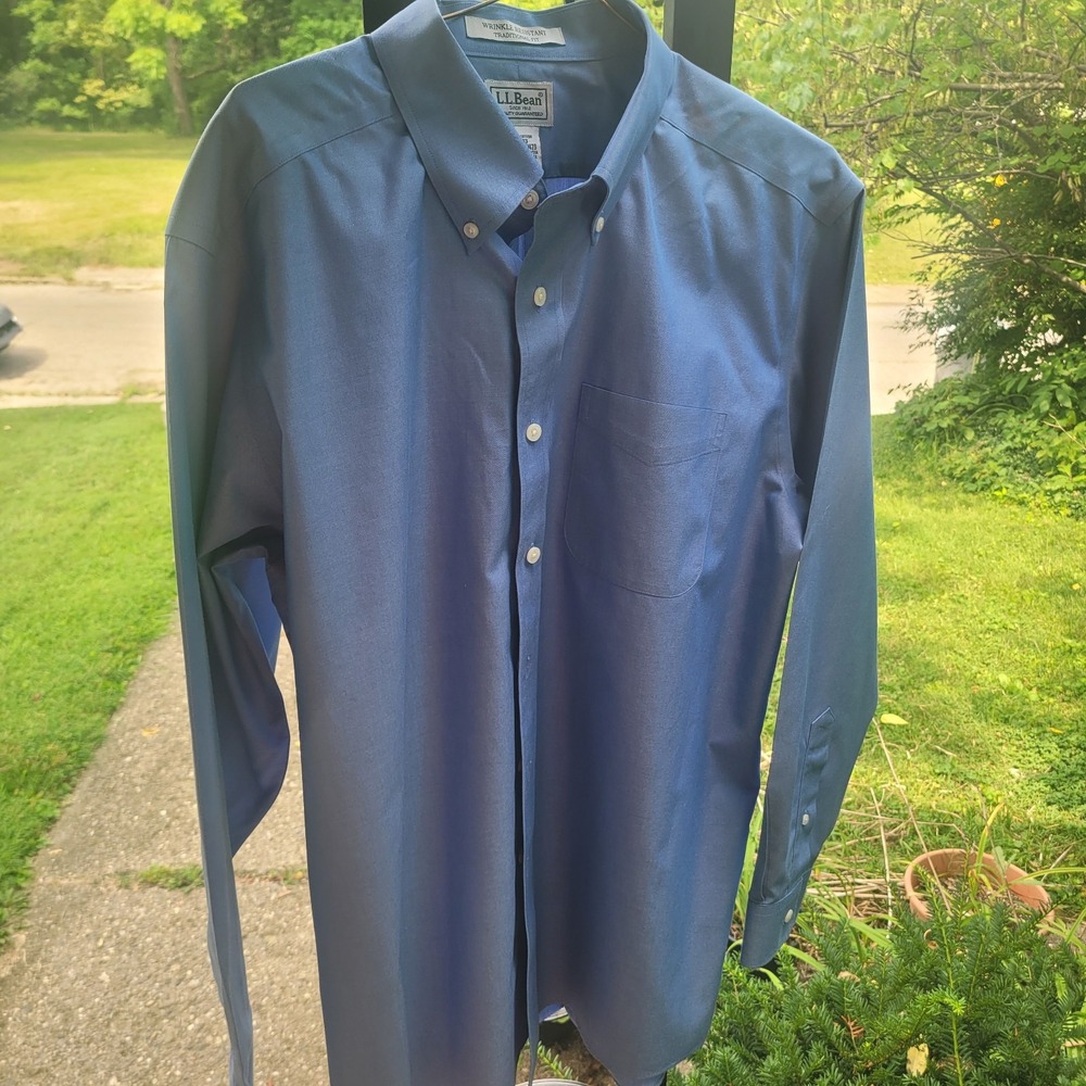 L.L. Bean Men's Long Sleeve Shirt Wrinkle Resistant Button Down Size L